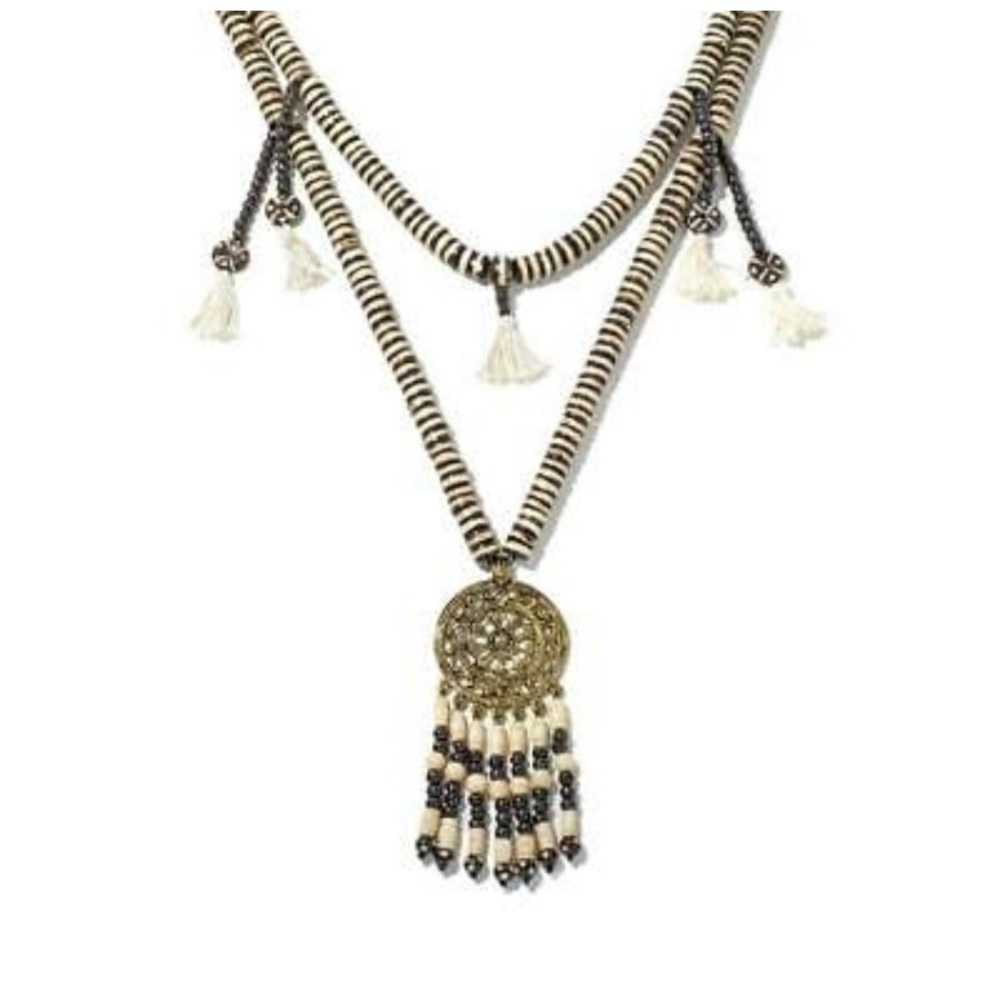 BAJALIA Purva Africa-Inspired Tassel Necklace NEW